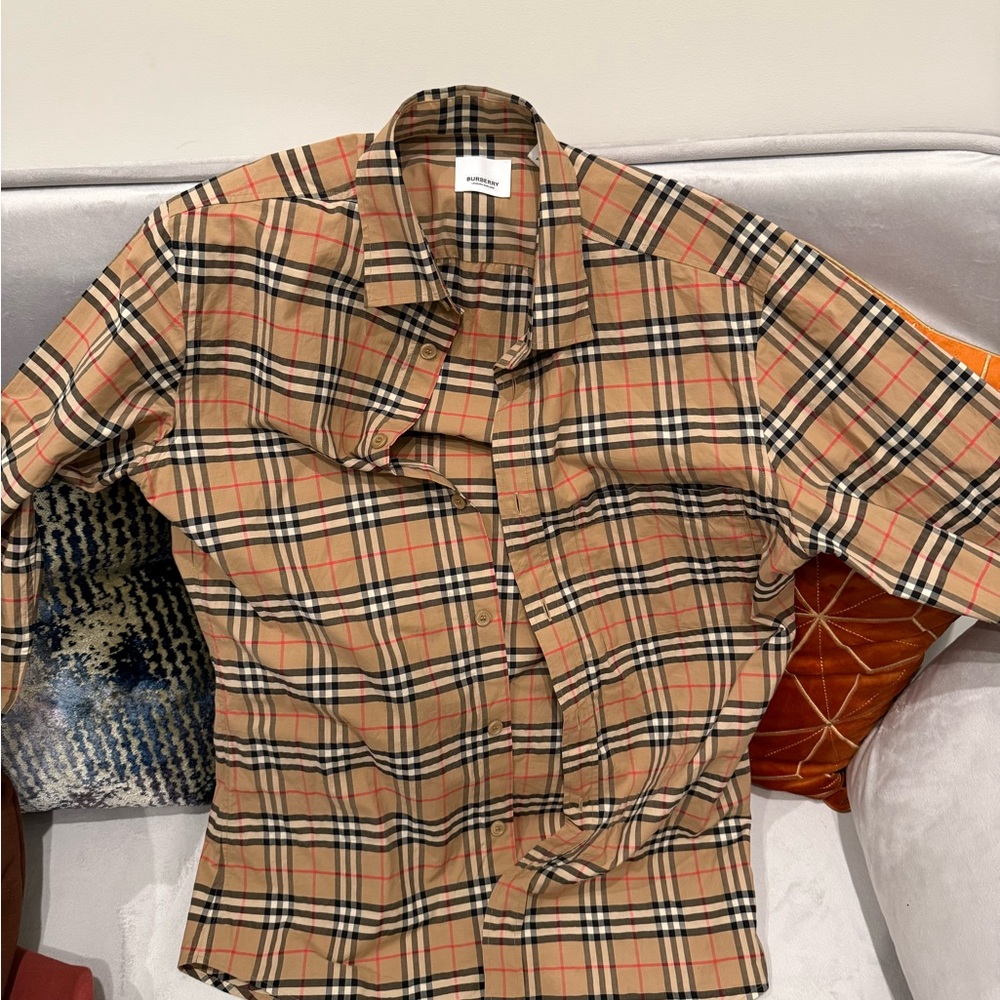 Burberry Beige Plaid Shirt